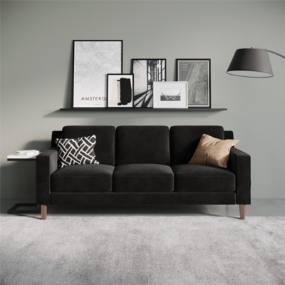 Atwater Living Janelle Velvet Sofa, Black