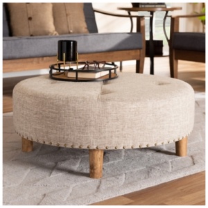 Baxton Studio Cocktail Ottoman, Beige