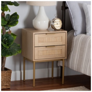 Baxton Studio Dewitt End Table, Light Brown/Gold