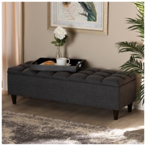 Baxton Studio Storage Bench Ottoman, Dark Gray