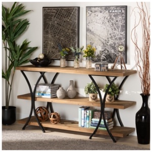 Baxton Studio Terrell Console Table, Brown/Black