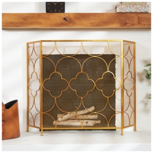 "Bayberry Lane Gold Metal Contemporary Fireplace Screen 50" x 1" x 35"