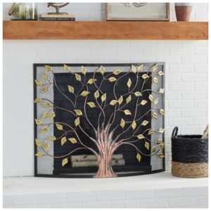 Bayberry Lane Green Metal Fireplace Screen