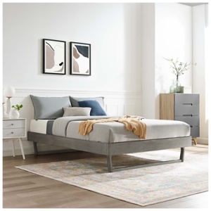 Billie King Platform Bed, Gray