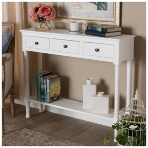 Calvin 3-Drawer Entryway Console Table, White