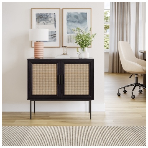 CorLiving Emmett Compact Sideboard Buffet, Black Ravenwood