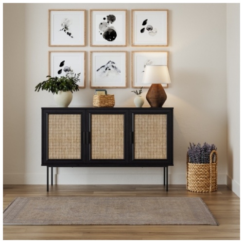 CorLiving Wood Sideboard Buffet, Black Ravenwood