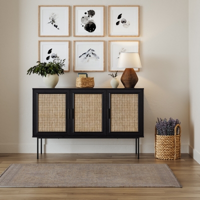 CorLiving Wood Sideboard Buffet, Black Ravenwood