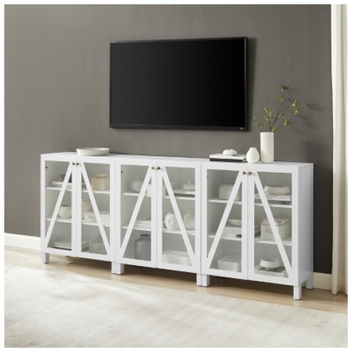 Crosley Furniture Cassai Media Sideboard Cabinet Set of 3, White