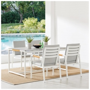 Crown Outdoor Dining Table and 4 Chairs, White