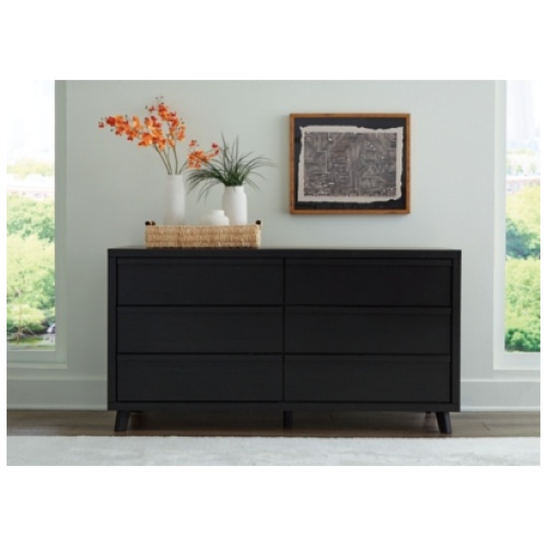 Danziar 6 Drawer Dresser, Black