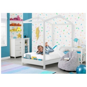 Delta Children Poppy House Twin Bed, White