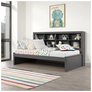 Donco Kids Bookcase Twin Day Bed, Dark Gray