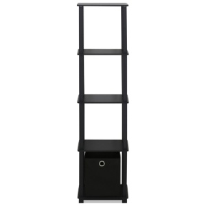 Five Shelf Home Office Bookcase with Bin, Black