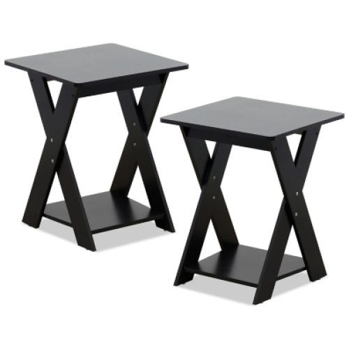 Furinno Criss-Crossed End Tables (Set of 2), Espresso