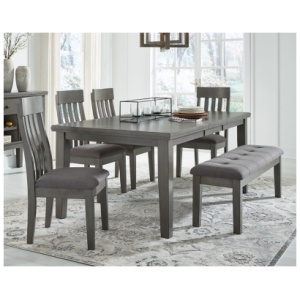 Hallanden Dining Table and 4 Chairs and Bench, Gray