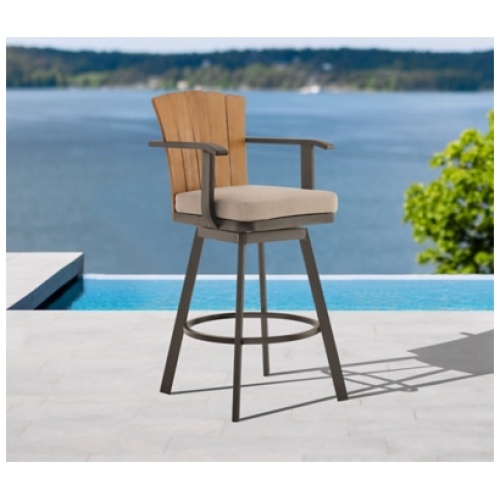 Hazel Outdoor Patio Swivel Counter Stool, Brown