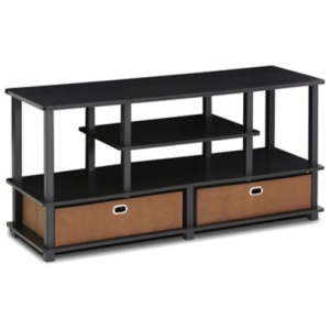 Jaya 47" TV Stand with Storage Bins, Brown/Black