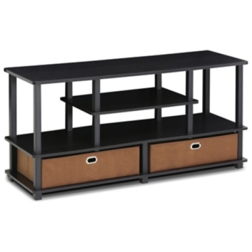 Jaya 47" TV Stand with Storage Bins, Brown/Black