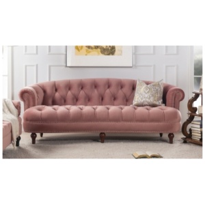 Jennifer Taylor home La Rosa Chesterfield Sofa, Ash Rose Pink