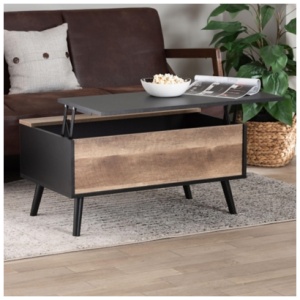 Jensen Lift Top Coffee Table with Storage Compartment, Black/Brown