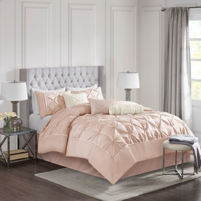 Laurel California King 7 Piece Tufted Comforter Set, Blush