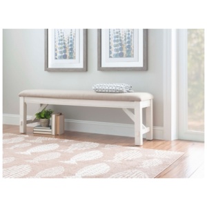 Linon Benton Dining Bench, Smokey White