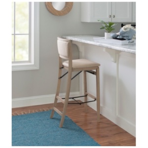 Linon Keira Pad Back Folding Bar Stool, Gray Wash