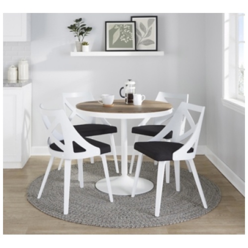 LumiSource Dakota Charlotte Dining Table and 4 Chairs, Charcoal/White