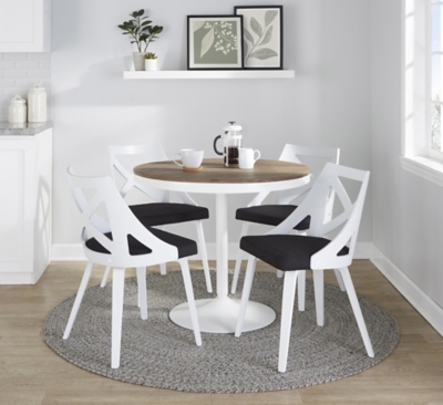 LumiSource Dakota Charlotte Dining Table and 4 Chairs, Charcoal/White