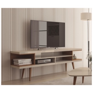 "Manhattan Comfort Utopia 70" TV Stand", Off White/Maple