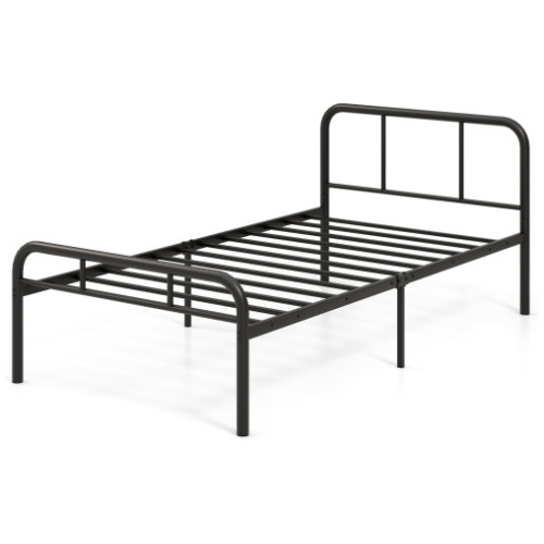 Modern Metal Bed Frame with Curved Headboard and Footboard-Twin Size