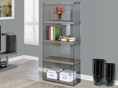 Monarch Specialties Fleur Bookcase, Dark Taupe