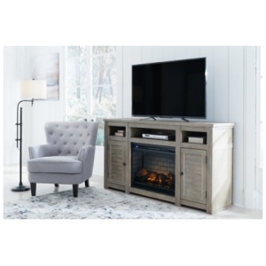 "Moreshire 72" TV Stand with Electric Fireplace", Bisque