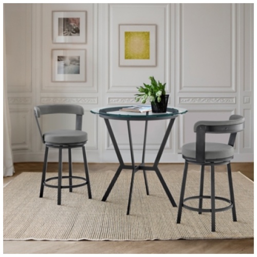 Naomi and Bryant Counter Height Dining Table and 2 Barstools Set, Gray/Black