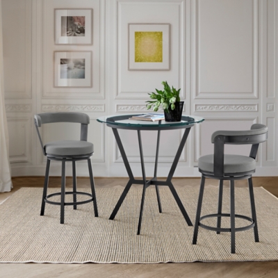 Naomi and Bryant Counter Height Dining Table and 2 Barstools Set, Gray/Black