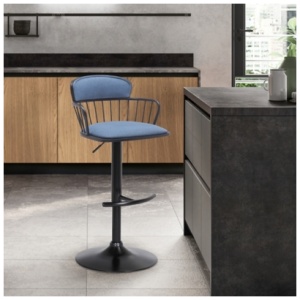 Nash Adjustable Bar Stool, Blue/Black