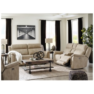 Next-Gen DuraPella Performance Fabric Dual Power Reclining Sofa, Loveseat and Recliner, Sand