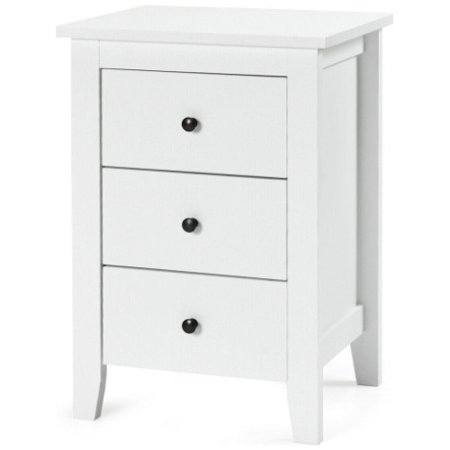 Nightstand End Beside Table Drawers Modern Storage Bedroom Furniture-White