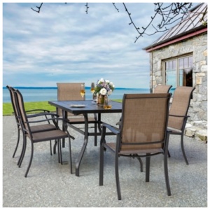 Nuu Garden Outdoor Dining Table and 6 Chairs, Brown