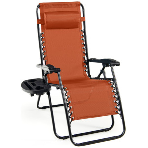 Outdoor Folding Zero Gravity Reclining Lounge Chair-Orange