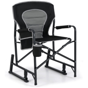 Outdoor Rocker Camping Chair with Dual Springs and Padded Back-Black