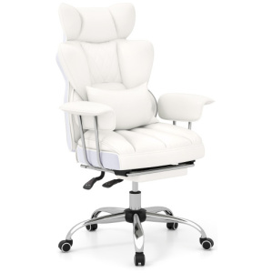 PU Leather Home Office Chair 400 lbs High Back Executive Chair-White