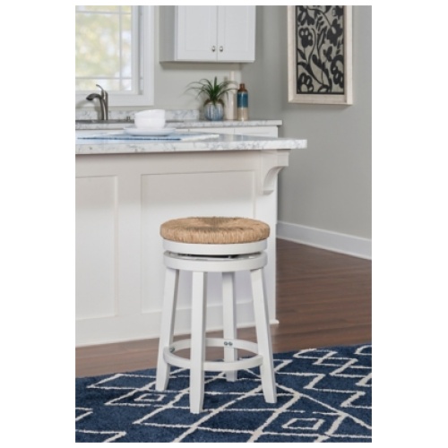 Sea Grass Swivel Counter Height Bar Stool, White