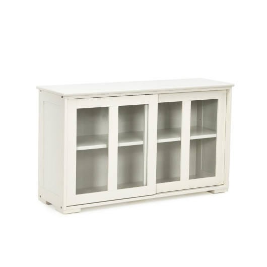 Sideboard Buffet Cupboard Storage Cabinet with Sliding Door-Antique White