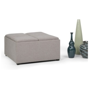 Simpli Home Avalon Large Coffee Table Ottoman, Cloud