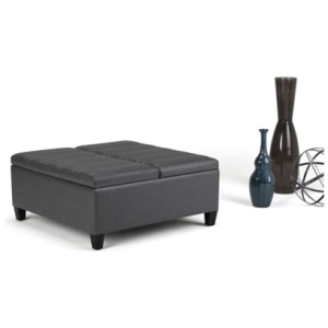 Simpli Home Ellis Coffee Table Storage Ottoman, Stone Gray