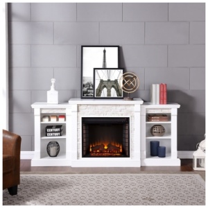 Southern Enterprises Brently 71" Mantel with Electric Fireplace, White