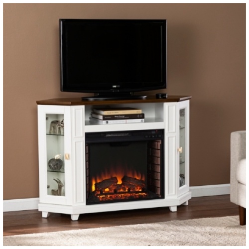 Southern Enterprises Furniture Farine Electric Fireplace Mantel, White/Brown