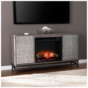 "Southern Enterprises Furniture Hamburg 54" TV Stand with Touch Screen Fireplace", Gray